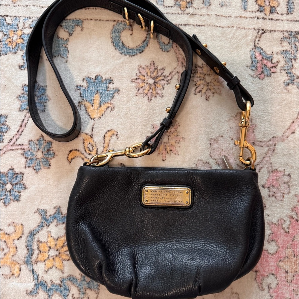 Marc by Marc Jacobs Black Leather Crossbody with Gold Hardware